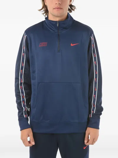 Nike Sportswear Repeat Logo-print Half-zip Sweater In Blue