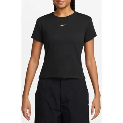 Nike Sportswear Rib Cotton Blend T-shirt In Black