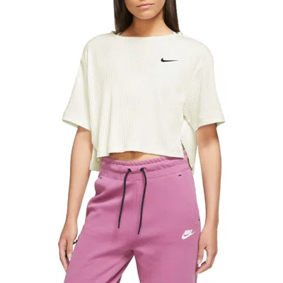 Nike Sportswear Rib Jersey Crop Top In Sail/black