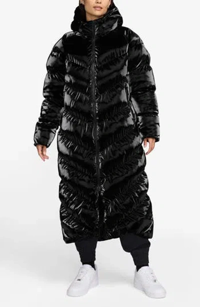 Nike Sportswear Shine Loose Thermore™ Ecodown Insulated Hooded Parka In Black