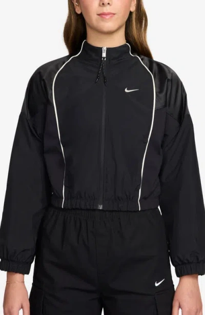 Nike Sportswear Shrunken Water Repellent Track Jacket In Black