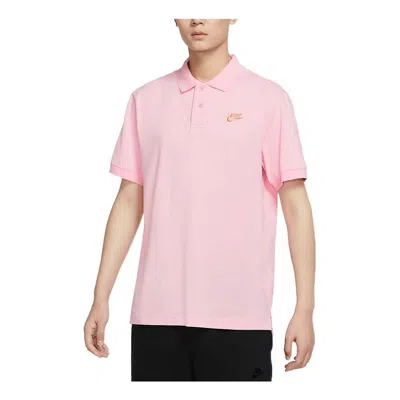 Nike Sportswear Solid Color Logo Embroidered Short Sleeve Polo Shirt Pink