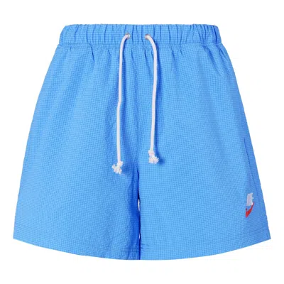 Nike Sportswear Solid Color Logo Micro Mark Waterproof Woven Sports Shorts Blue