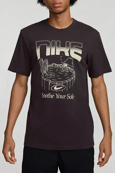 Nike Sportswear Soothe Your Sole Graphic Tee In Off Noir, Men's At Urban Outfitters In Black