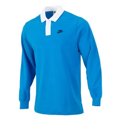 Nike Sportswear Sports Printing Knit Long Sleeves Polo Shirt Blue