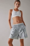 Nike Sportswear Street 6" Satin Graphic Short In Light Smoke Grey/barely Volt/barely Volt, Women's At Urb