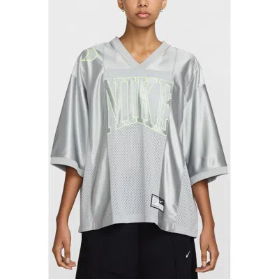 Nike Sportswear Street Oversize Short Sleeeve Graphic Jersey In Gray