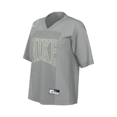 Pre-owned Nike Sportswear Street Oversized Short-sleeve Graphic Jersey 'light Smoke Grey/barely Volt' | Women' In Gray