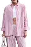 Nike Sportswear Stripe Button-up Shirt In Pink