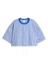 Nike Sportswear Stripe Cotton Poplin Shirt In Blue