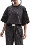 Nike Sportswear Stripe Cotton Poplin Shirt In Gray
