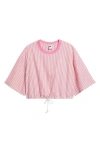 Nike Sportswear Stripe Cotton Poplin Shirt In Pink