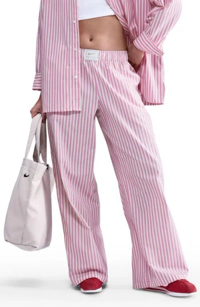 Nike Sportswear Stripe Poplin Pants In Pink