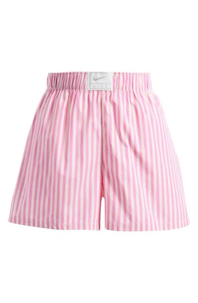 Nike Sportswear Stripe Poplin Shorts In Pink