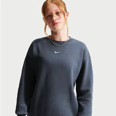 Nike Sportswear Studio Big Kids' (girls') Oversized Crew-neck Sweatshirt In Blue