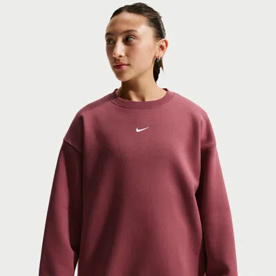 Nike Sportswear Studio Big Kids' (girls') Oversized Crew-neck Sweatshirt In Burgundy