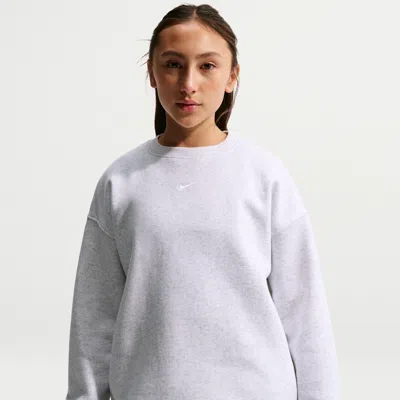 Nike Sportswear Studio Big Kids' (girls') Oversized Crew-neck Sweatshirt In Gray