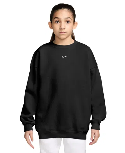 Nike Sportswear Studio Big Kids' (girls') Oversized Crew-neck Sweatshirt In Black