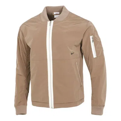 Nike Sportswear Style Essentials Solid Color Training Loose Casual Jacket Khaki In Brown