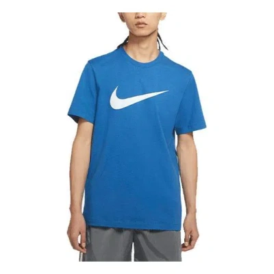 Nike Sportswear Swoosh Casual Sports Round Neck Short Sleeve Blue