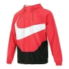 Nike Sportswear Swoosh Contrasting Colors Large Logo Hooded Woven Jacket Red