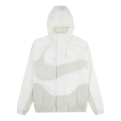 Nike Sportswear Swoosh Large Logo Hooded Woven Jacket White In Green