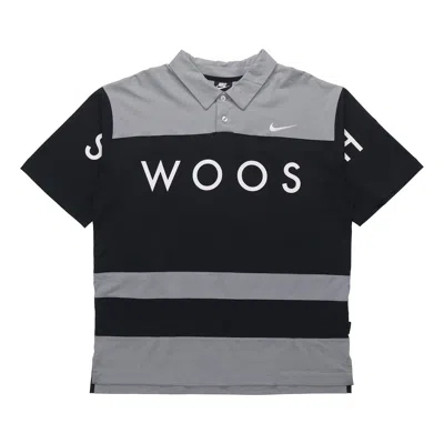 Nike Sportswear Swoosh Logo Printing Contrasting Colors Loose Polo Shirt Black In Multi