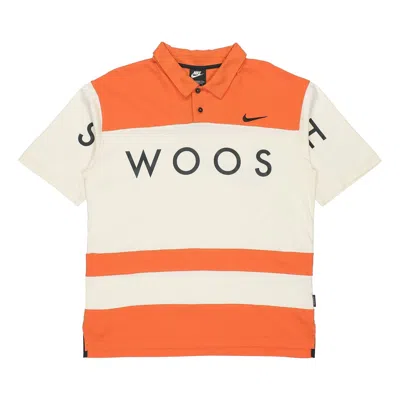 Nike Sportswear Swoosh Logo Printing Contrasting Colors Loose Polo Shirt Orange