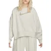 Nike Sportswear Swoosh Oversize Crop Fleece Sweatshirt In White
