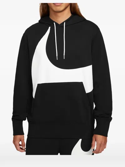 Nike Sportswear Swoosh Semi-brushed Back Hoodie In Black
