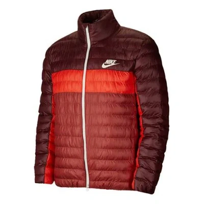 Nike Sportswear Synthetic-fill Colorblock Windproof Jacket Red Brownred