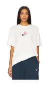 Nike Sportswear Oversize Floral Swoosh Graphic T-shirt In Sail