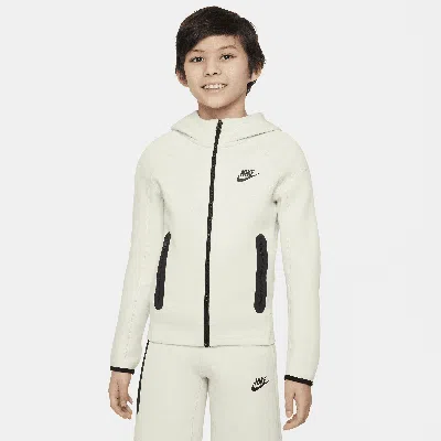 Nike Sportswear Tech Fleece Big Kids' (boys') Full-zip Hoodie In Sea Glass/black/black
