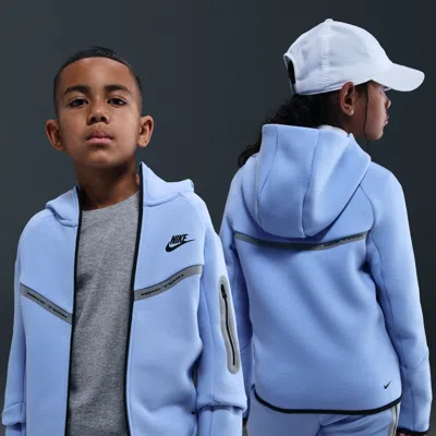 Nike Sportswear Tech Fleece Big Kids' (boys') Full-zip Hoodie With Reflective Accents In Blue
