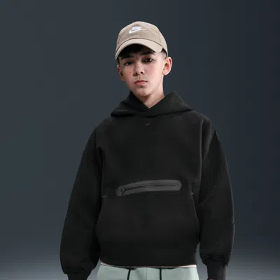 Nike Sportswear Tech Fleece Big Kids' (boys') Oversized Pullover Hoodie In Black