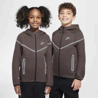 Nike Sportswear Tech Fleece Big Kids' (boys') Reflective Full-zip Hoodie In Brown