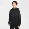 Nike Sportswear Tech Fleece Big Kids' Full-zip Hoodie In Black/black
