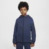 Nike Sportswear Tech Fleece Big Kids' Full-zip Hoodie In Obsidian Heather/black/black