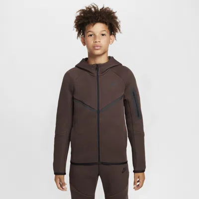 Nike Sportswear Tech Fleece Big Kids' Full-zip Hoodie In Brown