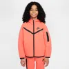 Nike Kids' Women's  Sportswear Tech Fleece Girls' Full-zip Hoodie In Magic Ember/black/black
