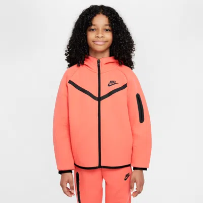 Nike Kids' Women's  Sportswear Tech Fleece Girls' Full-zip Hoodie In Magic Ember/black/black