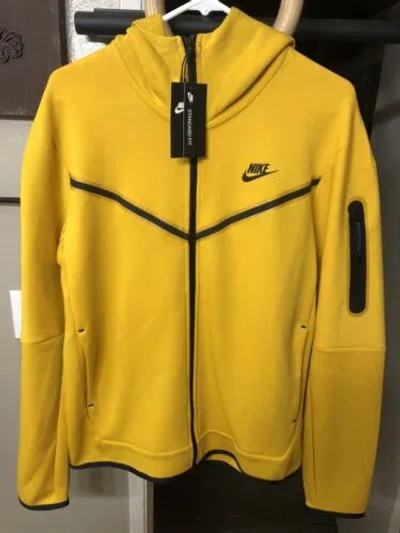 Pre-owned Nike Sportswear Tech Fleece Hoodie Dark Sulfur Yellow/black Sz M Cu4489-743 Rare