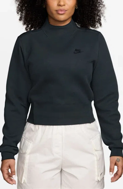 Nike Sportswear Tech Fleece Mock Neck Sweatshirt In Black