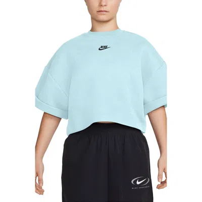 Nike Sportswear Tech Fleece Oversize Crop T-shirt In Blue