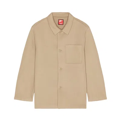 Pre-owned Nike Sportswear Tech Fleece Reimagined Oversized Shacket 'khaki' | Tan | Men's Size M