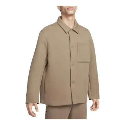 Nike Sportswear Tech Fleece Reimagined Wide Shirt Jacket 'khaki' In Gold