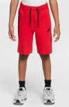 Nike Tech Fleece Big Kids' (boys') Shorts In University Red/black/black