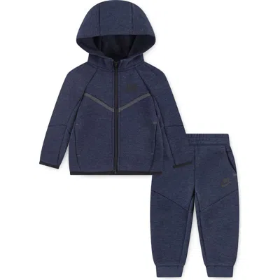 Nike Babies'  Sportswear Tech Fleece Zip Hoodie & Joggers Set In Blue
