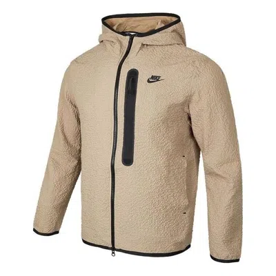 Nike Sportswear Tech Lined Woven Full-zip Hooded Jacket 'tan' In Brown