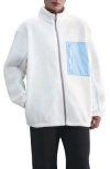Nike Sportswear Textured Fleece Graphic Zip-up Jacket In White